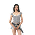 SweetChilling Cropped Lace Trim Cinched Waist Letter Print Women&