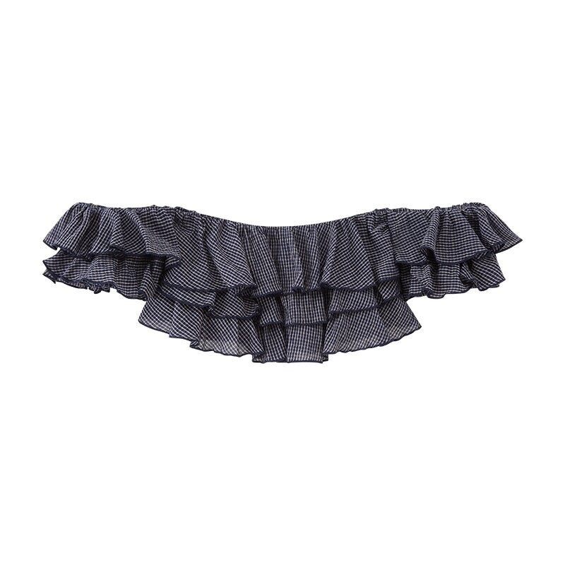 SweetChilling Cropped Layered Ruffle Off Shoulder Letter Print Women&