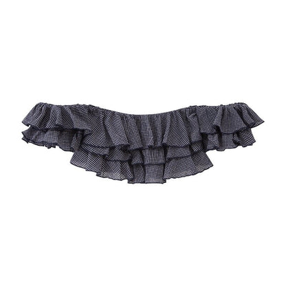 SweetChilling Cropped Layered Ruffle Off Shoulder Letter Print Women&