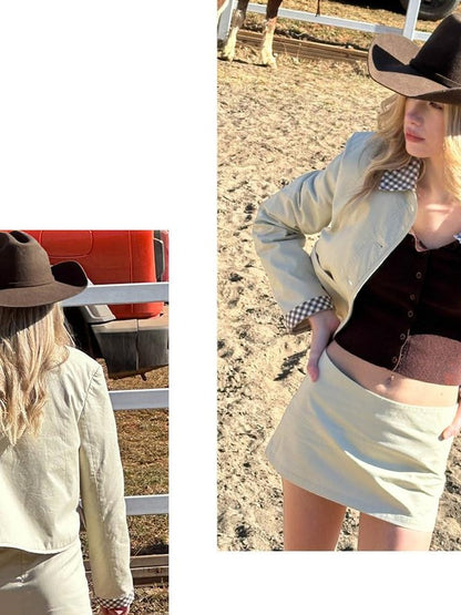 SweetChilling Cropped Patchwork Barn Style Women&