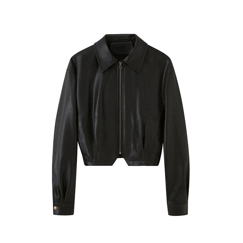 SweetChilling_Cropped_Shiny_Fleece_Lined_Zipped_Lapel_Fitted_Women&