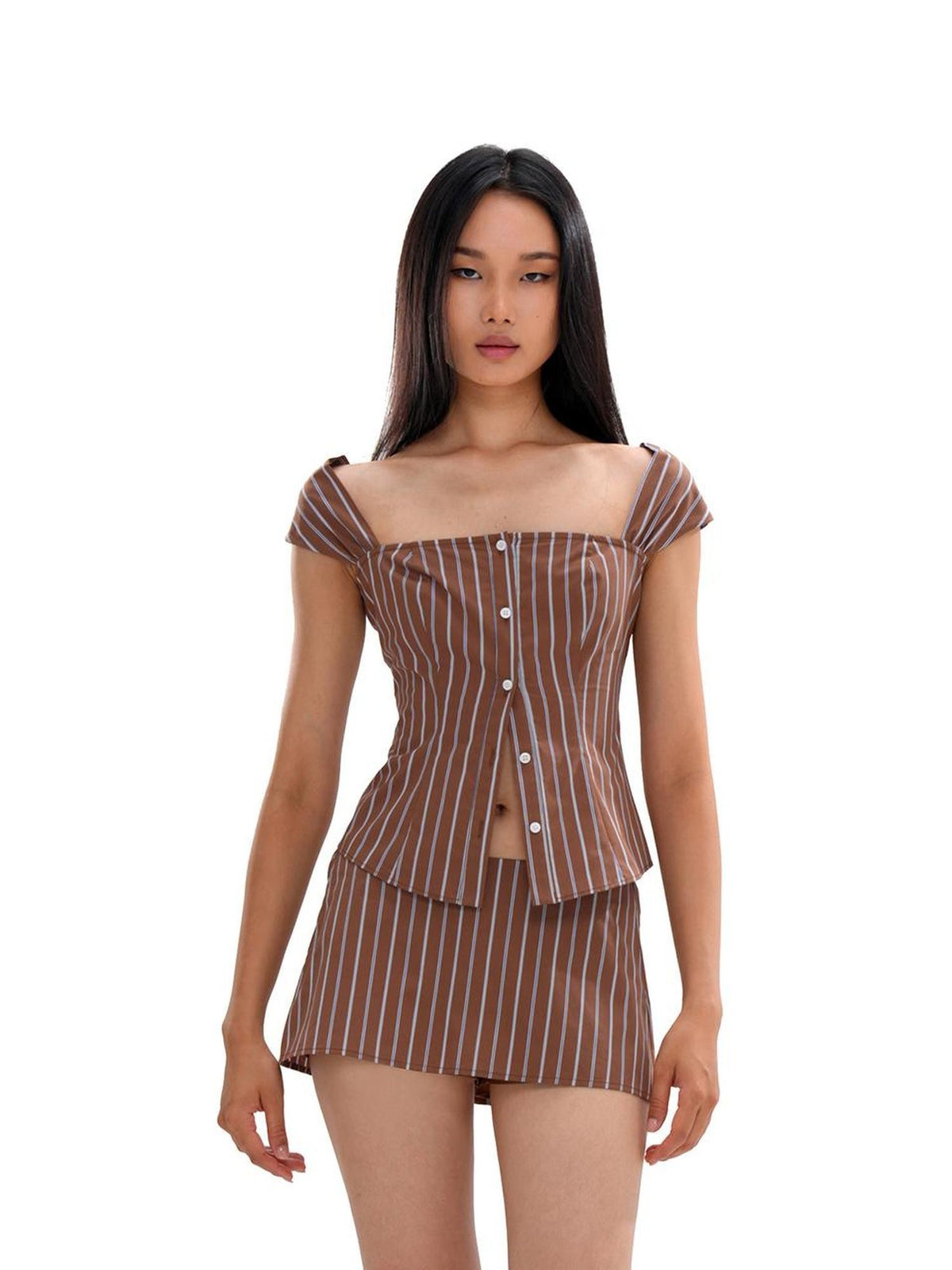 SweetChilling Cropped Shirt Style Waist Defining Cotton Blend Women&