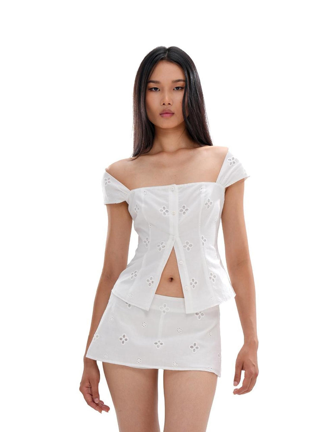 SweetChilling Cropped Shirt Style Waist Defining Cotton Blend Women&