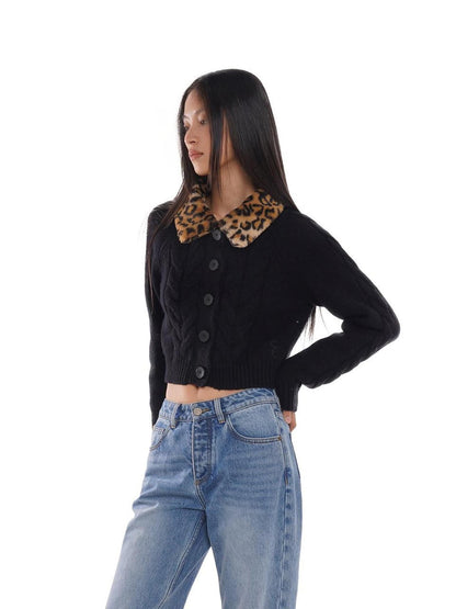 SweetChilling Detachable Fur Collar Short Loose Fit Women&