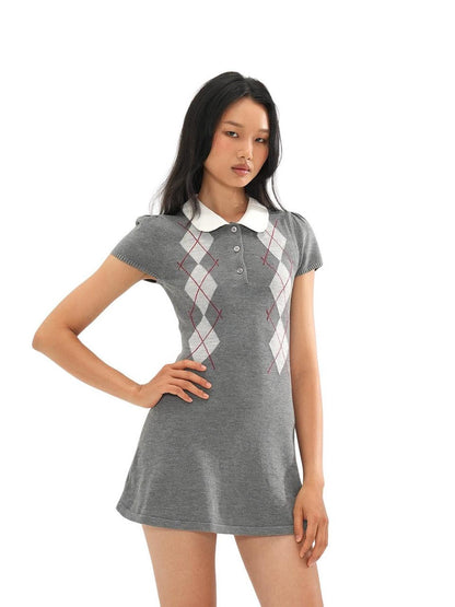 SweetChilling Diamond Contrast Jacquard Round Neck Women&