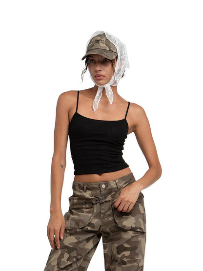 SweetChilling Distressed Camo Adjustable Curved Brim Women&