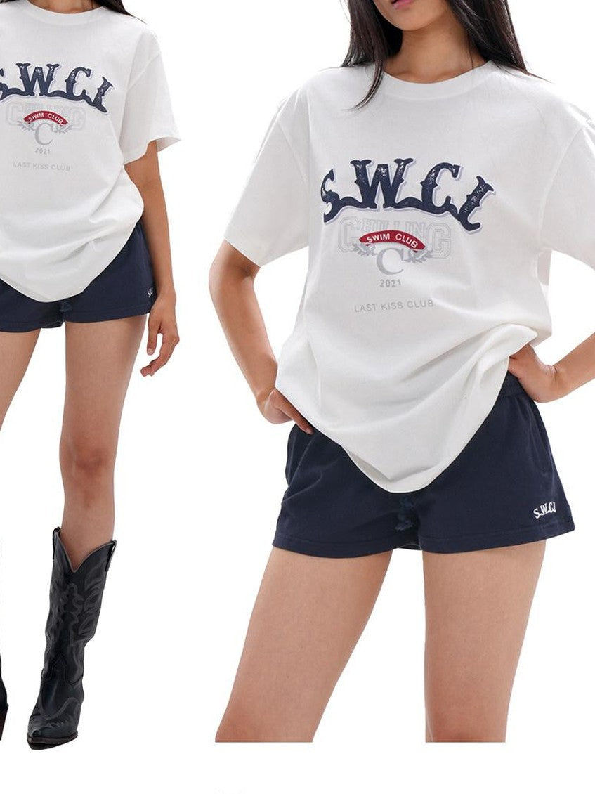 SweetChilling Distressed Print Embroidered Oversized Women&
