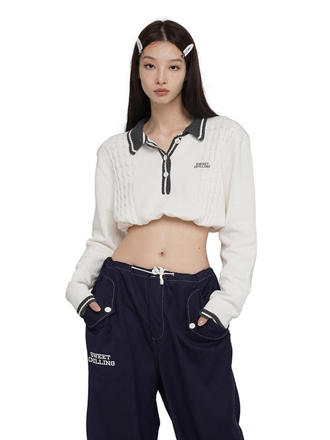 SweetChilling Drawstring Wide Leg Low Rise Polyester Women&