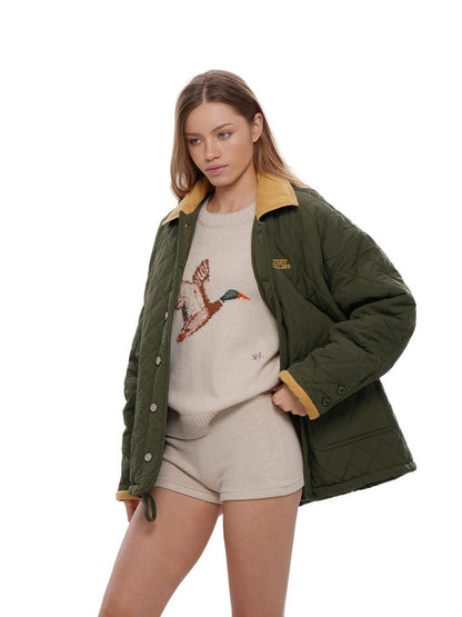 SweetChilling Duck Motif Jacquard Check Women&