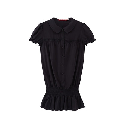 SweetChilling_Embroidered_Low_Waist_Shirt_Style_Loose_Fit_Short_Sleeve_Women&