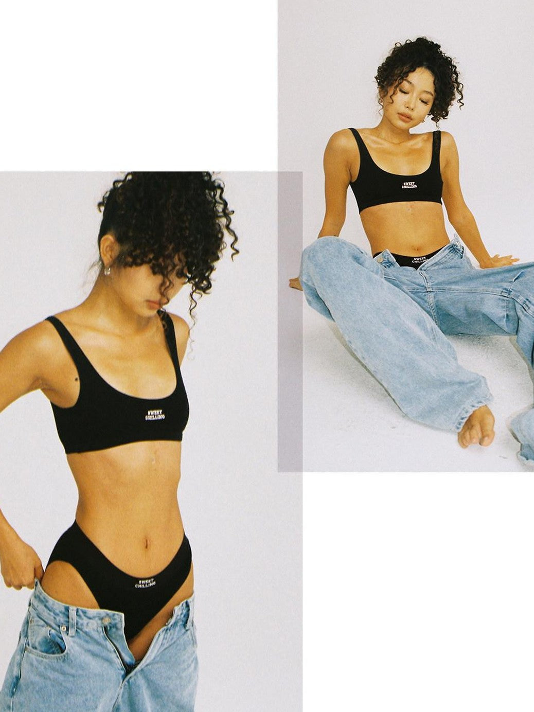 SweetChilling Embroidered Ribbed Fitted Triangle Mid Waist Women&