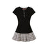 SweetChilling Eyelet Henley Collar Short Sleeve Spliced Women&