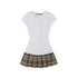 SweetChilling Eyelet Henley Collar Short Sleeve Spliced Women&