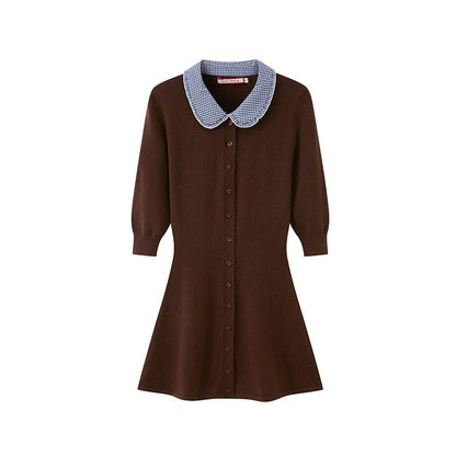 SweetChilling Farm Patchwork Knit Doll Collar Women&