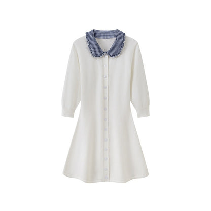 SweetChilling Farm Patchwork Knit Doll Collar Women&