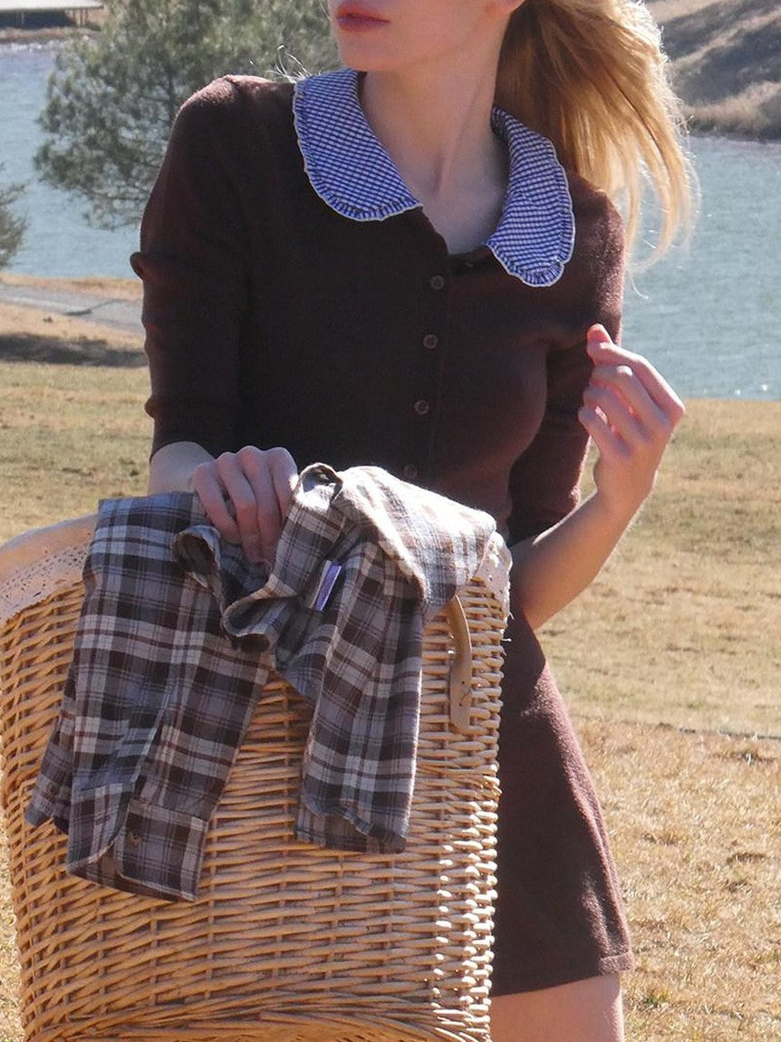 SweetChilling Farm Patchwork Knit Doll Collar Women&