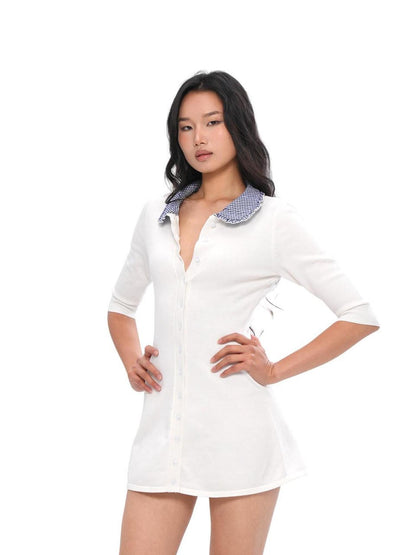 SweetChilling Farm Patchwork Knit Doll Collar Women&