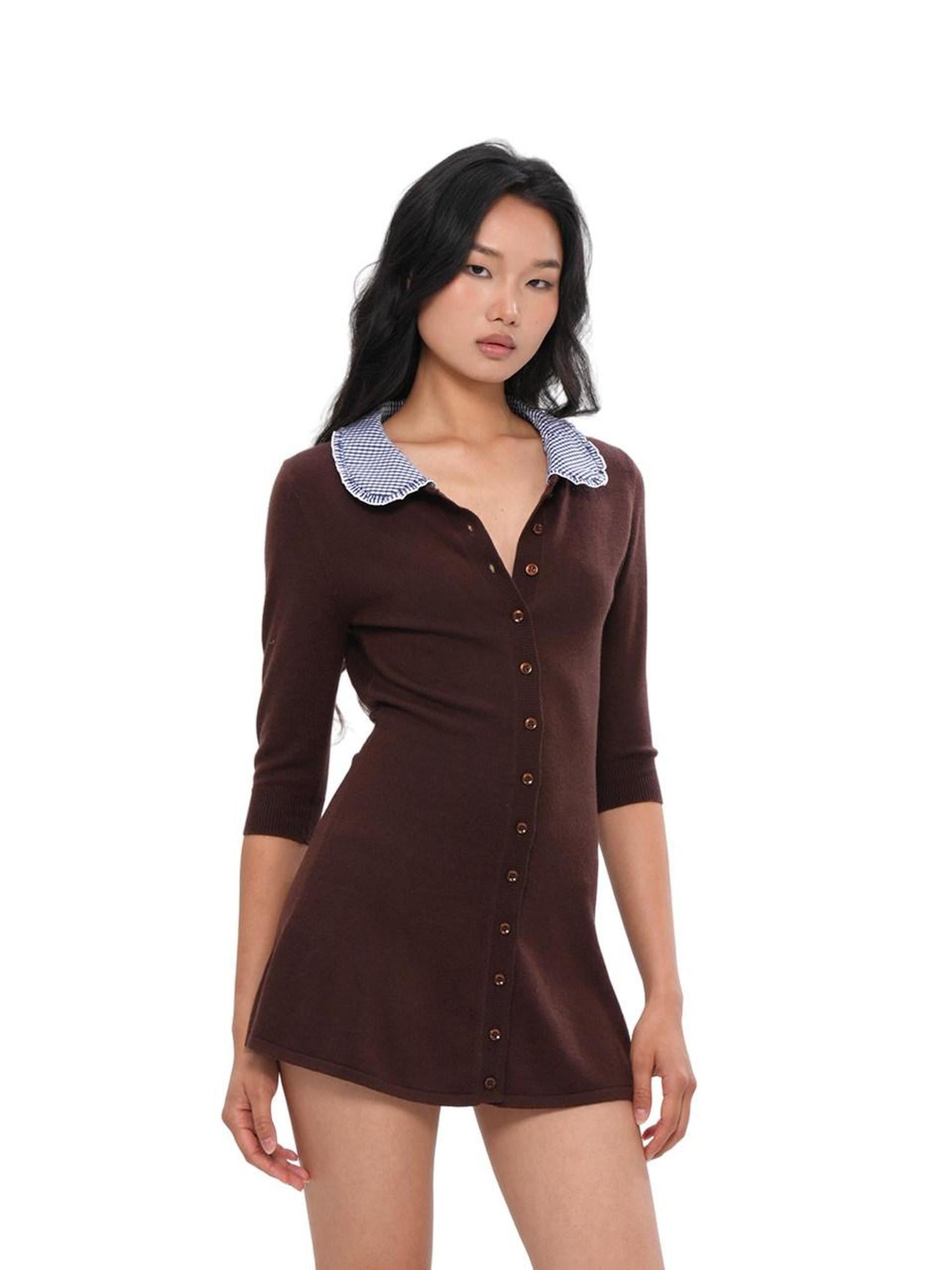 SweetChilling Farm Patchwork Knit Doll Collar Women&
