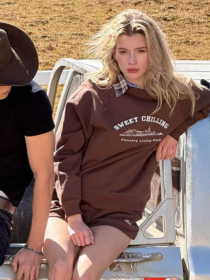 SweetChilling Farmhouse Embroidered Lettering Women&