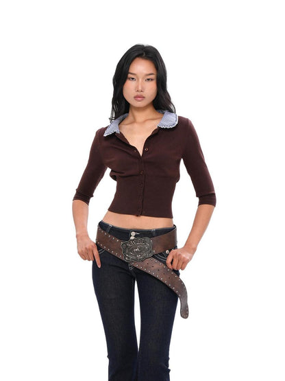 SweetChilling Farmhouse Patchwork Cardigan Women&