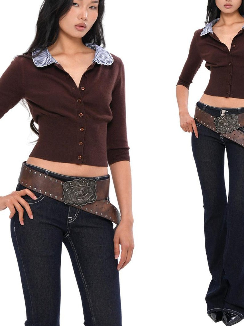 SweetChilling Farmhouse Patchwork Cardigan Women&