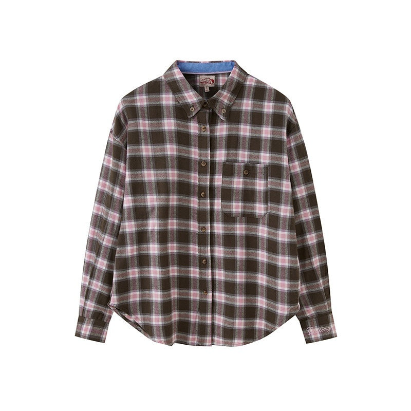 SweetChilling Farmhouse Plaid Collared Women&
