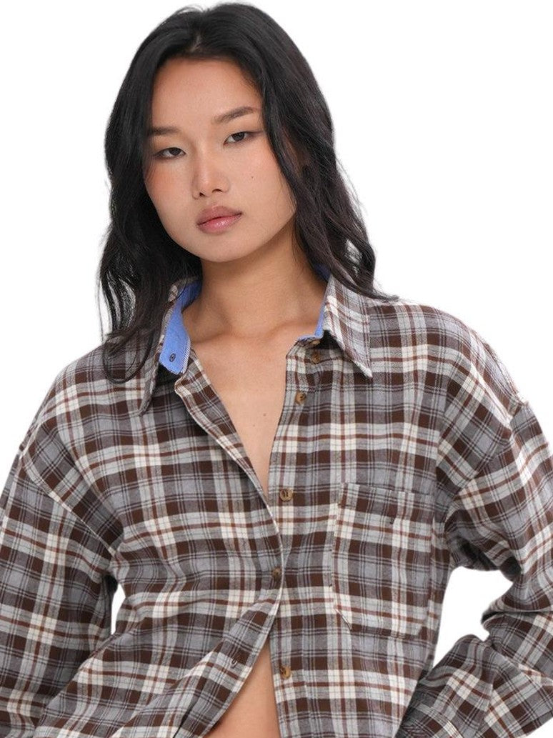 SweetChilling Farmhouse Plaid Collared Women&