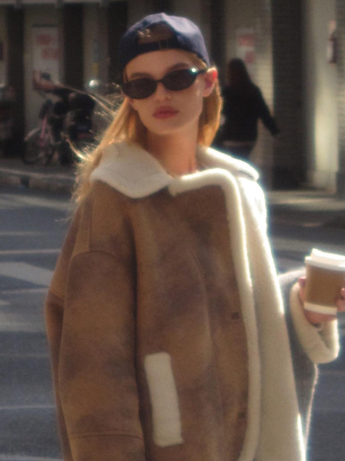 SweetChilling Faux Shearling Lapel Oversized Short Women&