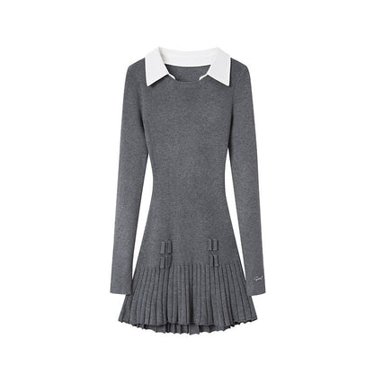 SweetChilling_Faux_Shirt_Collar_Pleated_Belted_Slim_Women&