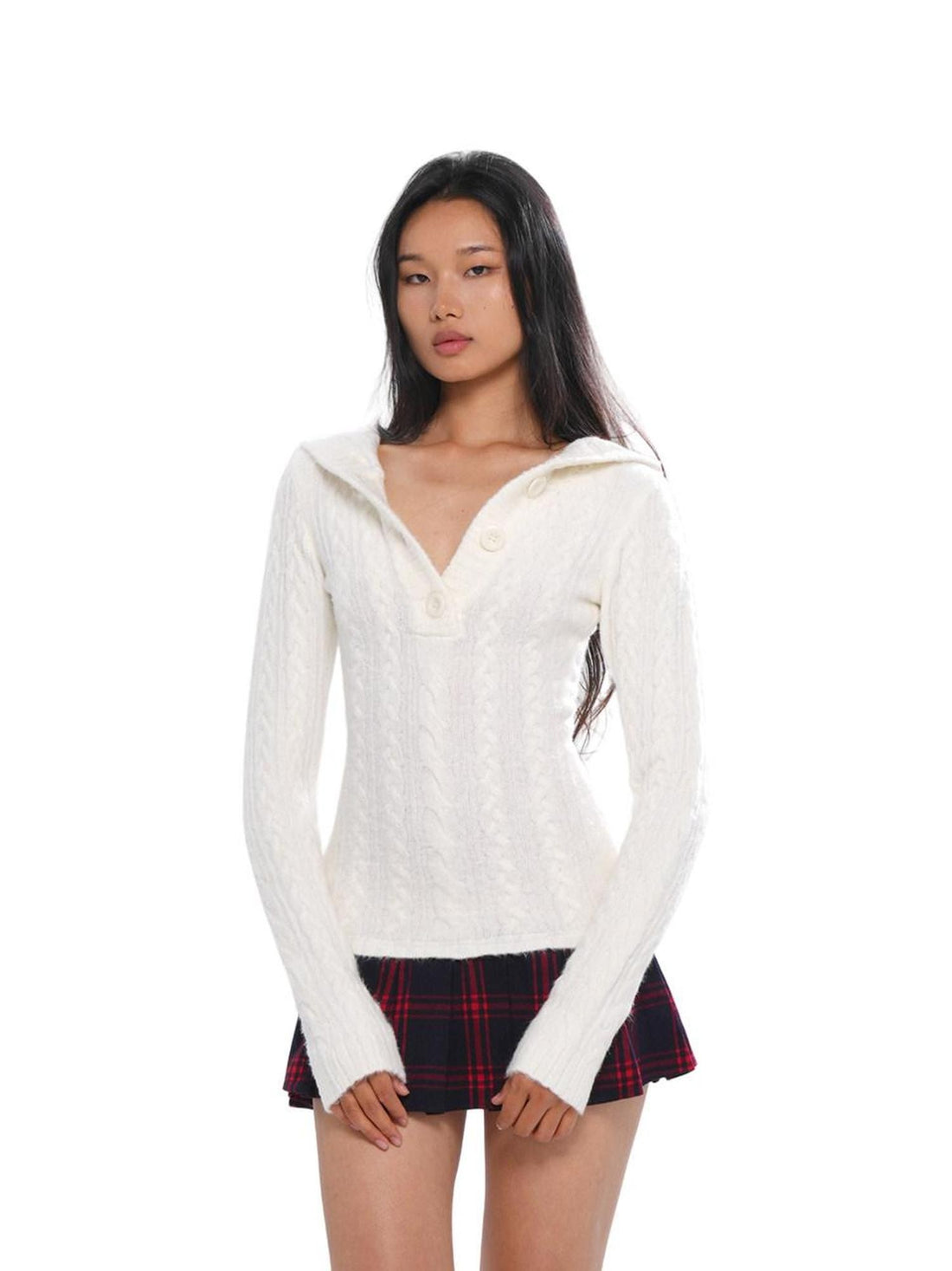SweetChilling Festive Hooded Knit Panel Waist Cinch Pleated Women&