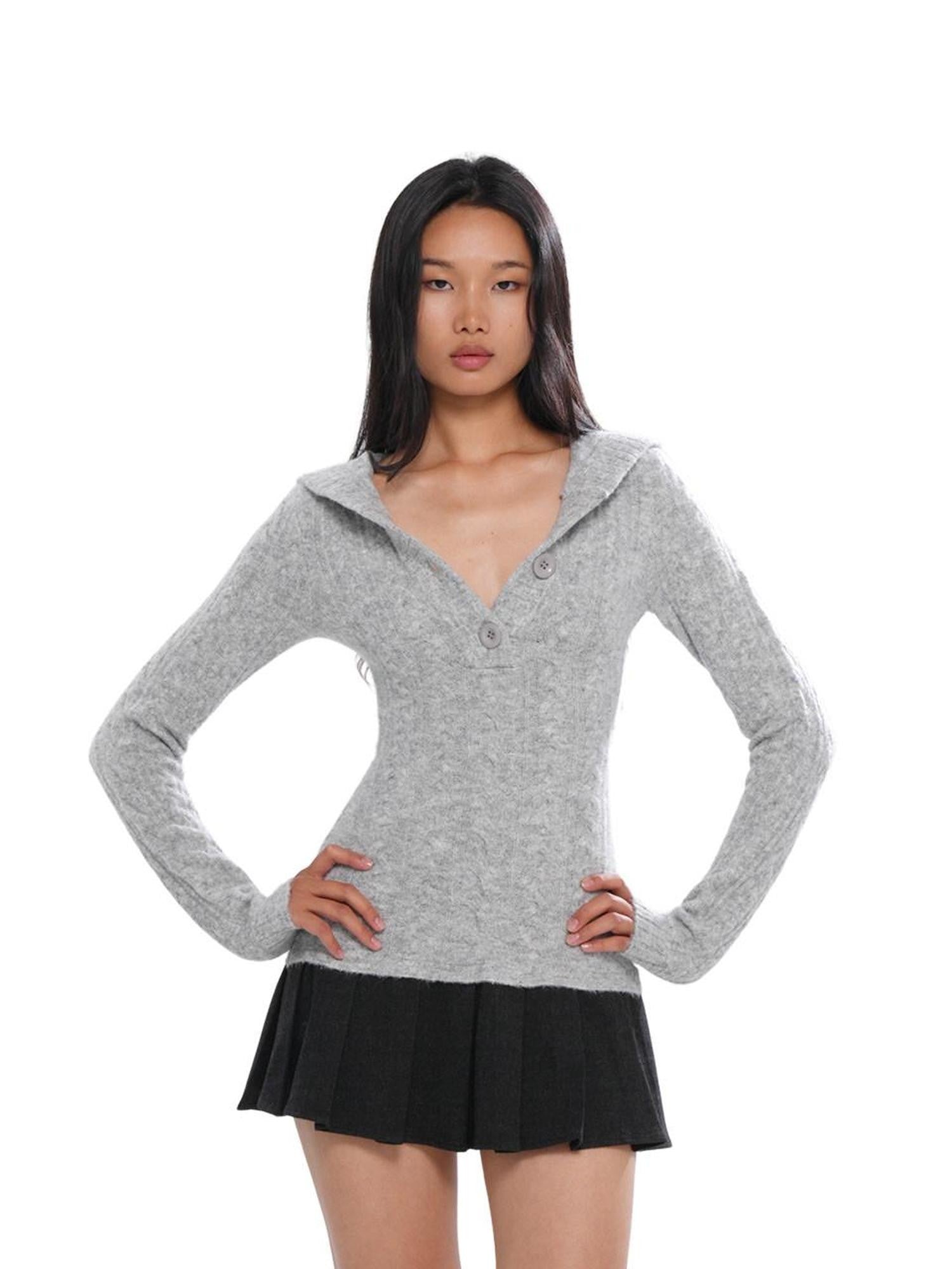 SweetChilling Festive Hooded Knit Panel Waist Cinch Pleated Women&