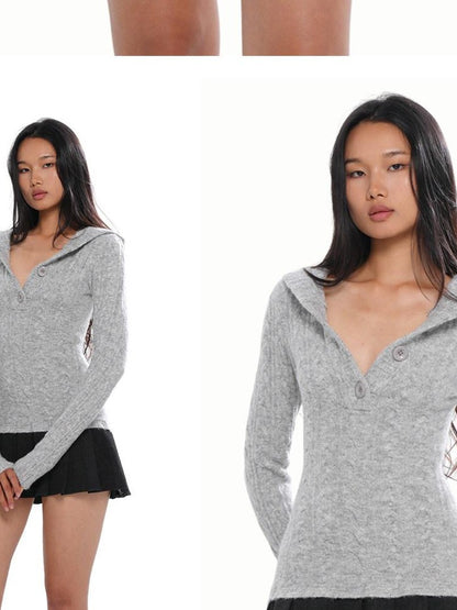 SweetChilling Festive Hooded Knit Panel Waist Cinch Pleated Women&