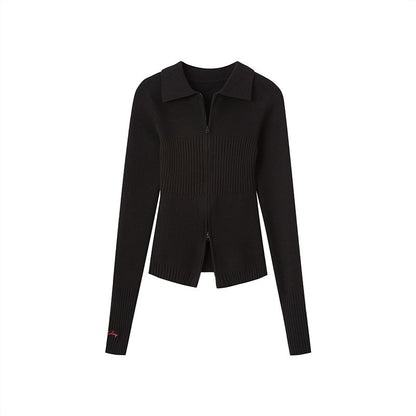 SweetChilling_Flower_Brooch_Knit_Two_Way_Zipper_Slim_Fit_Women&