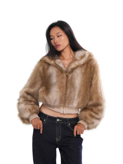 SweetChilling Fluffy Hooded Eco Faux Fur Women&