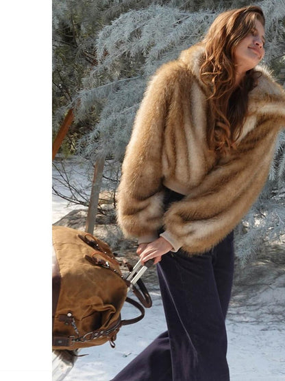 SweetChilling Fluffy Hooded Eco Faux Fur Women&