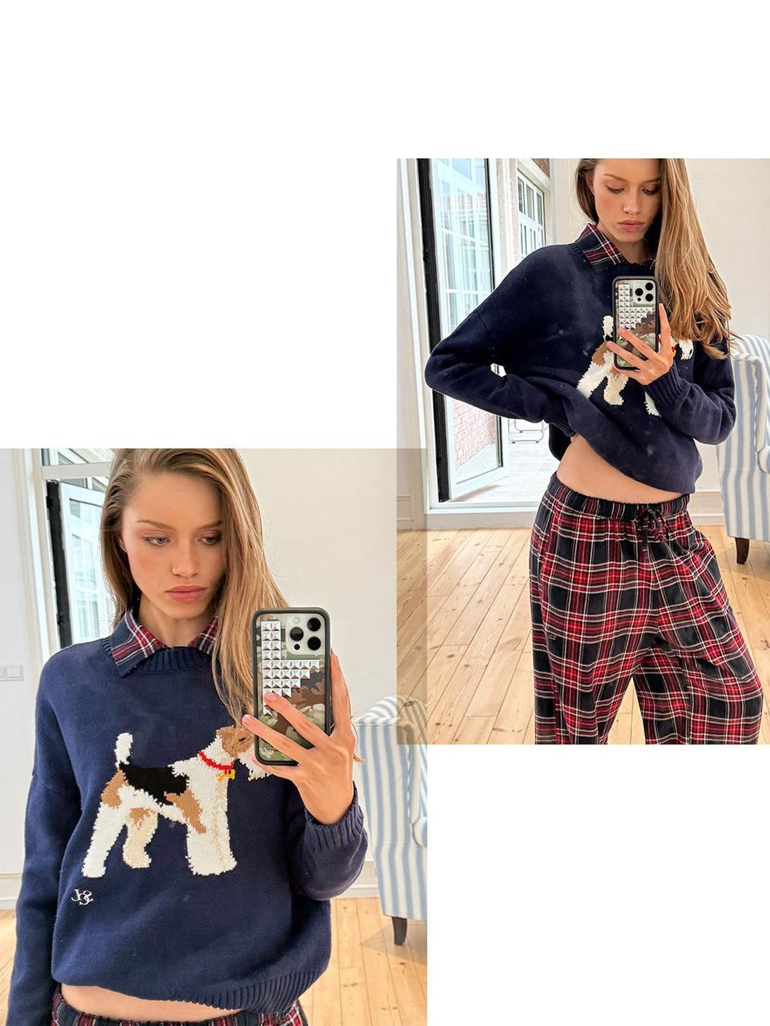SweetChilling Fox Terrier Dog Jacquard Lettering Women&