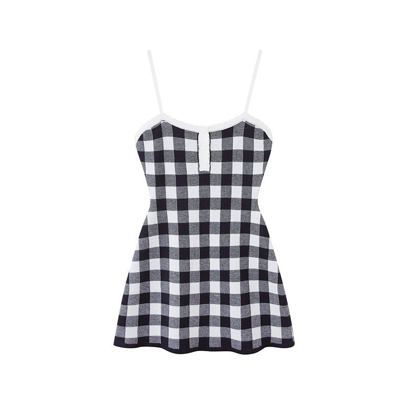 SweetChilling Fresh Gingham Knit Slim Fit A Line Women&