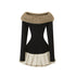 SweetChilling_Fuzzy_Bardot_Spliced_Pleated_Cinched_Waist_Women&