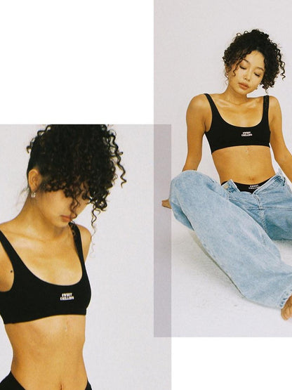 SweetChilling Gray Embroidered Wireless Fitted Women&