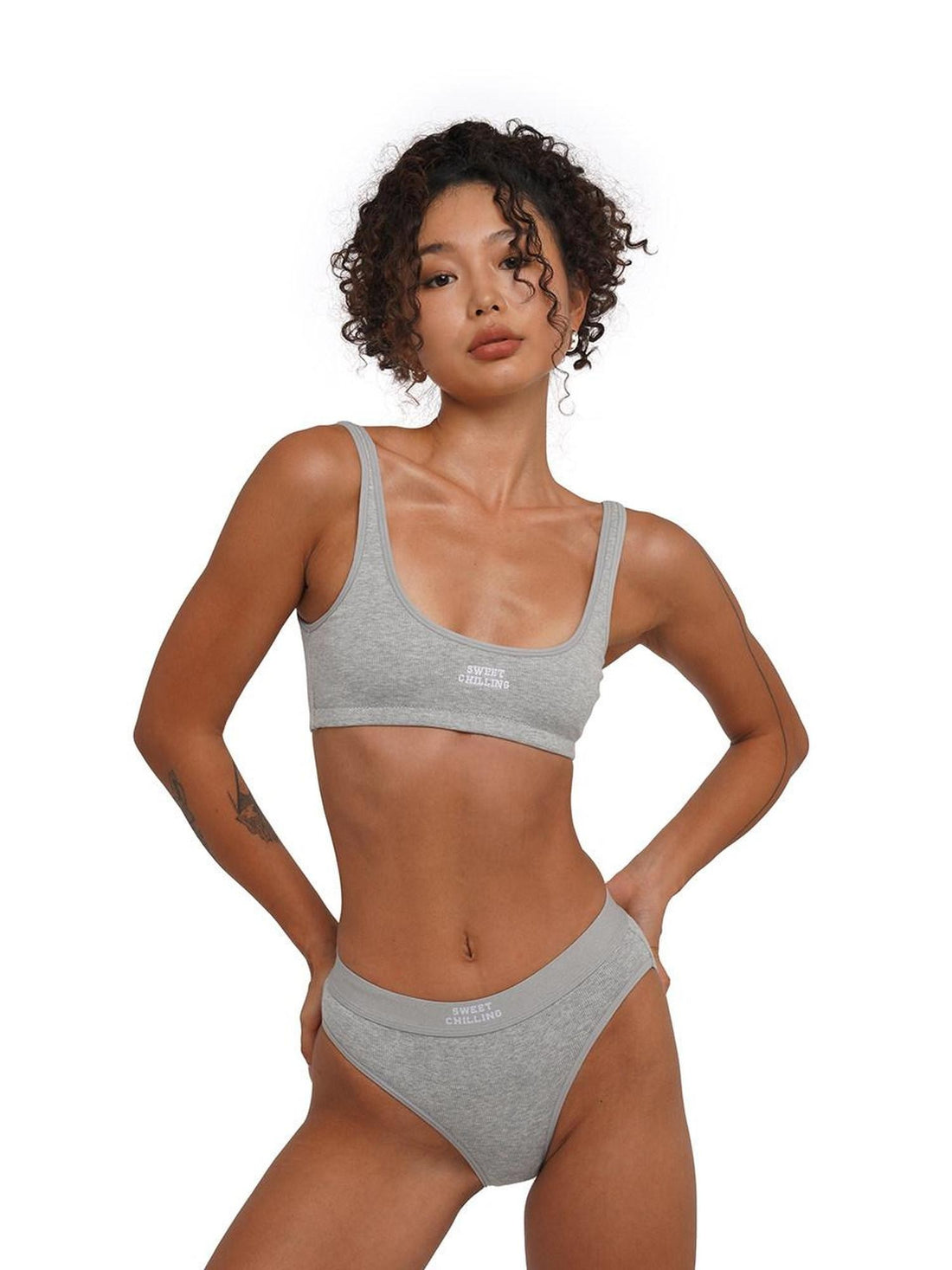 SweetChilling Gray Embroidered Wireless Fitted Women&