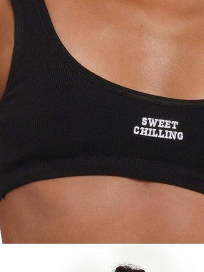 SweetChilling Gray Embroidered Wireless Fitted Women&
