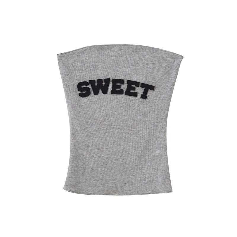 SweetChilling Gray Patch Embroidery Bustier Women&