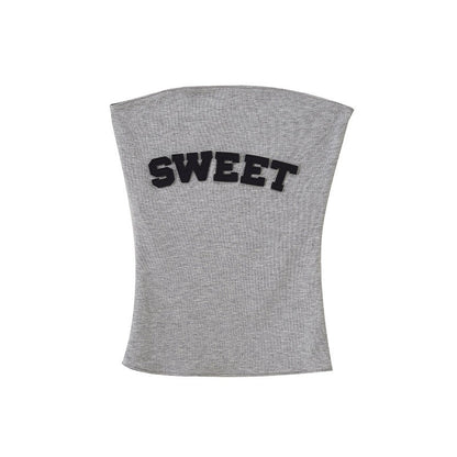 SweetChilling Gray Patch Embroidery Bustier Women&