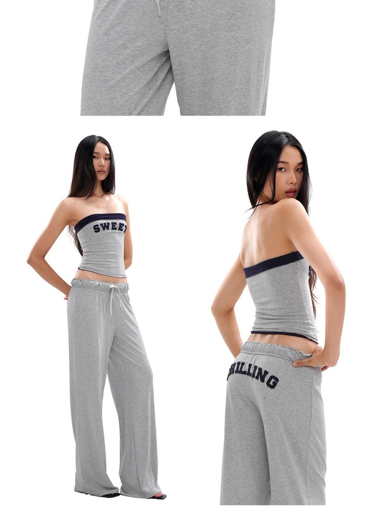 SweetChilling Gray Patch Embroidery Bustier Women&