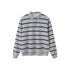 SweetChilling Gray Striped Polo Collar Women&