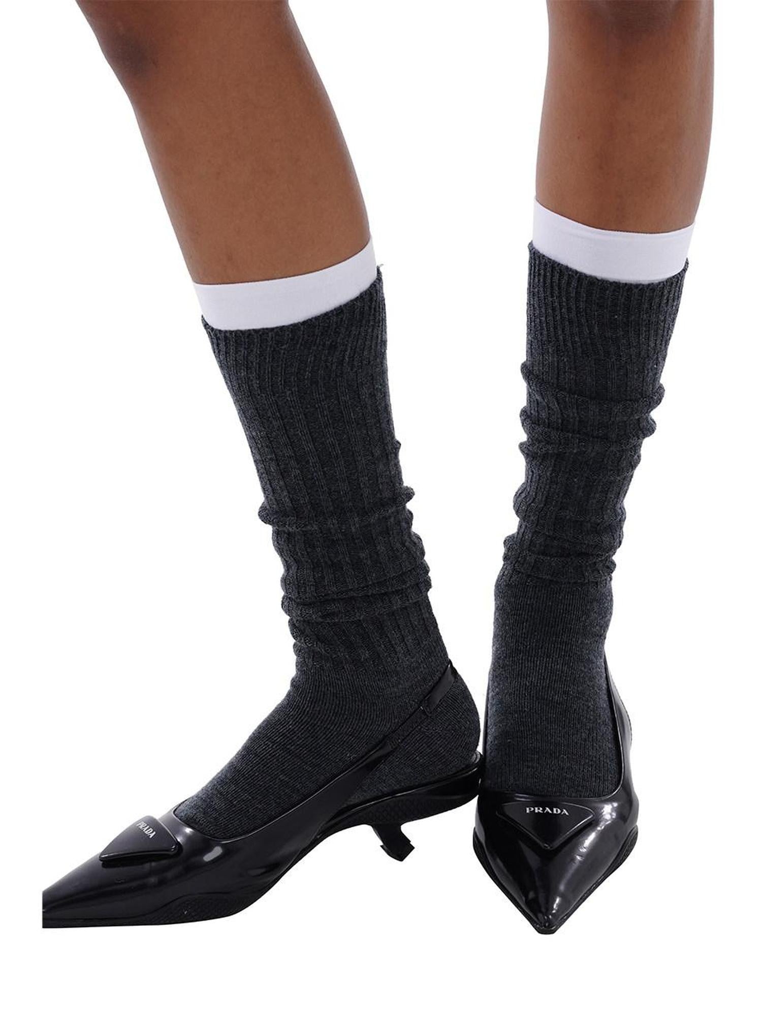 SweetChilling Gray Warm Layered Solid Mid Calf Women&