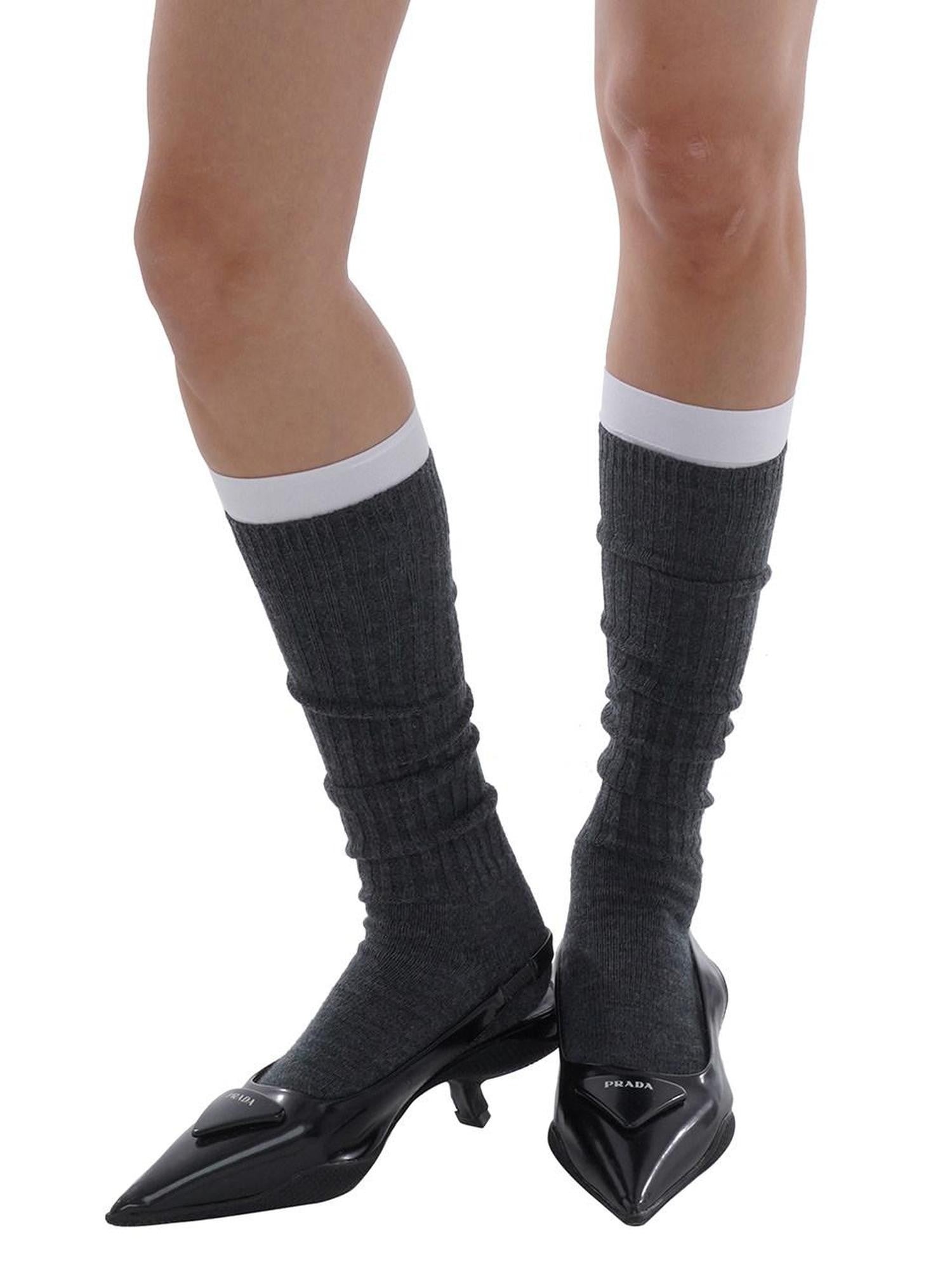 SweetChilling Gray Warm Layered Solid Mid Calf Women&