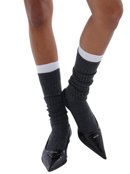 SweetChilling Gray Warm Layered Solid Mid Calf Women&