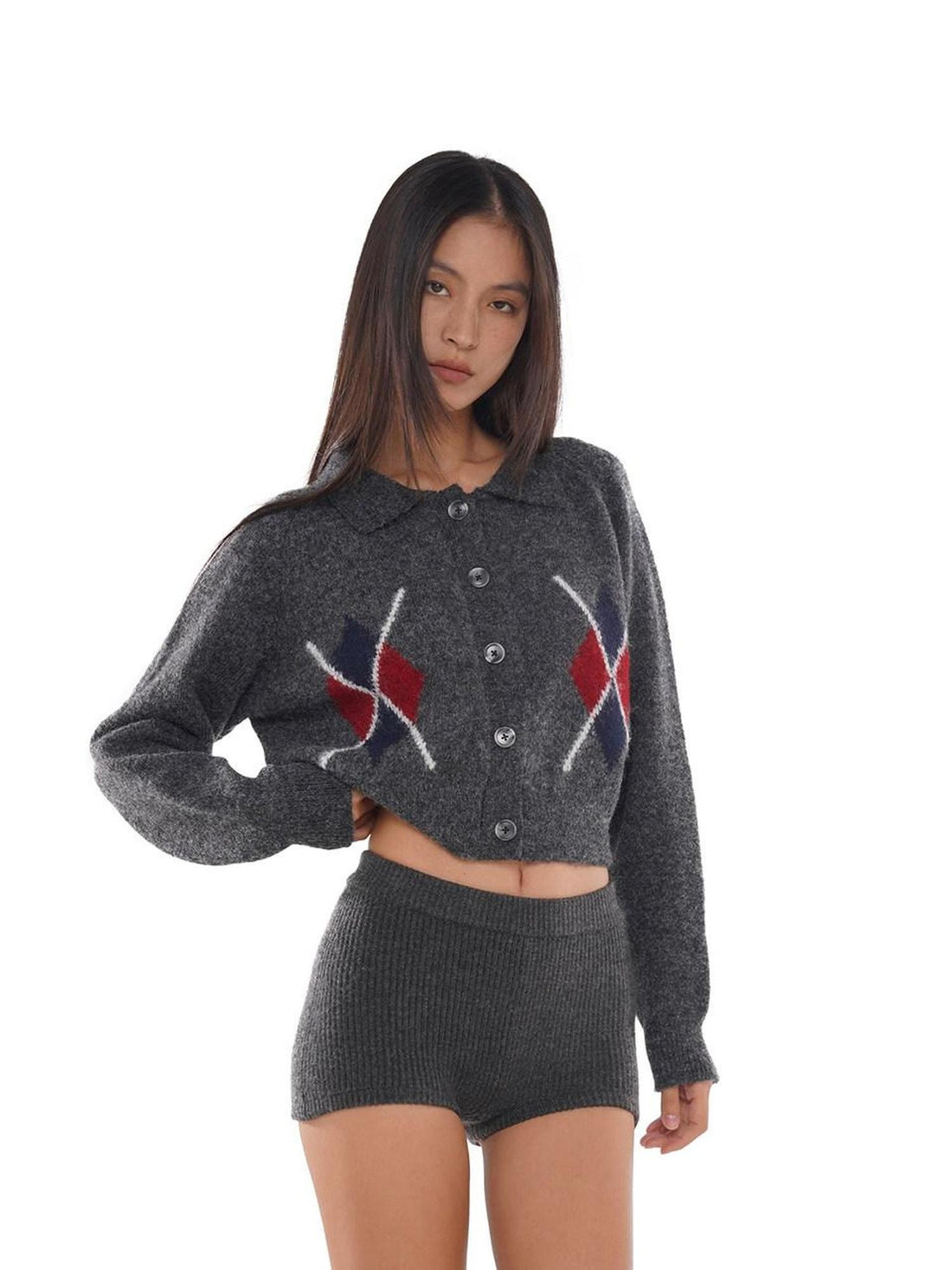 SweetChilling Grey Diamond Argyle Jacquard Women&