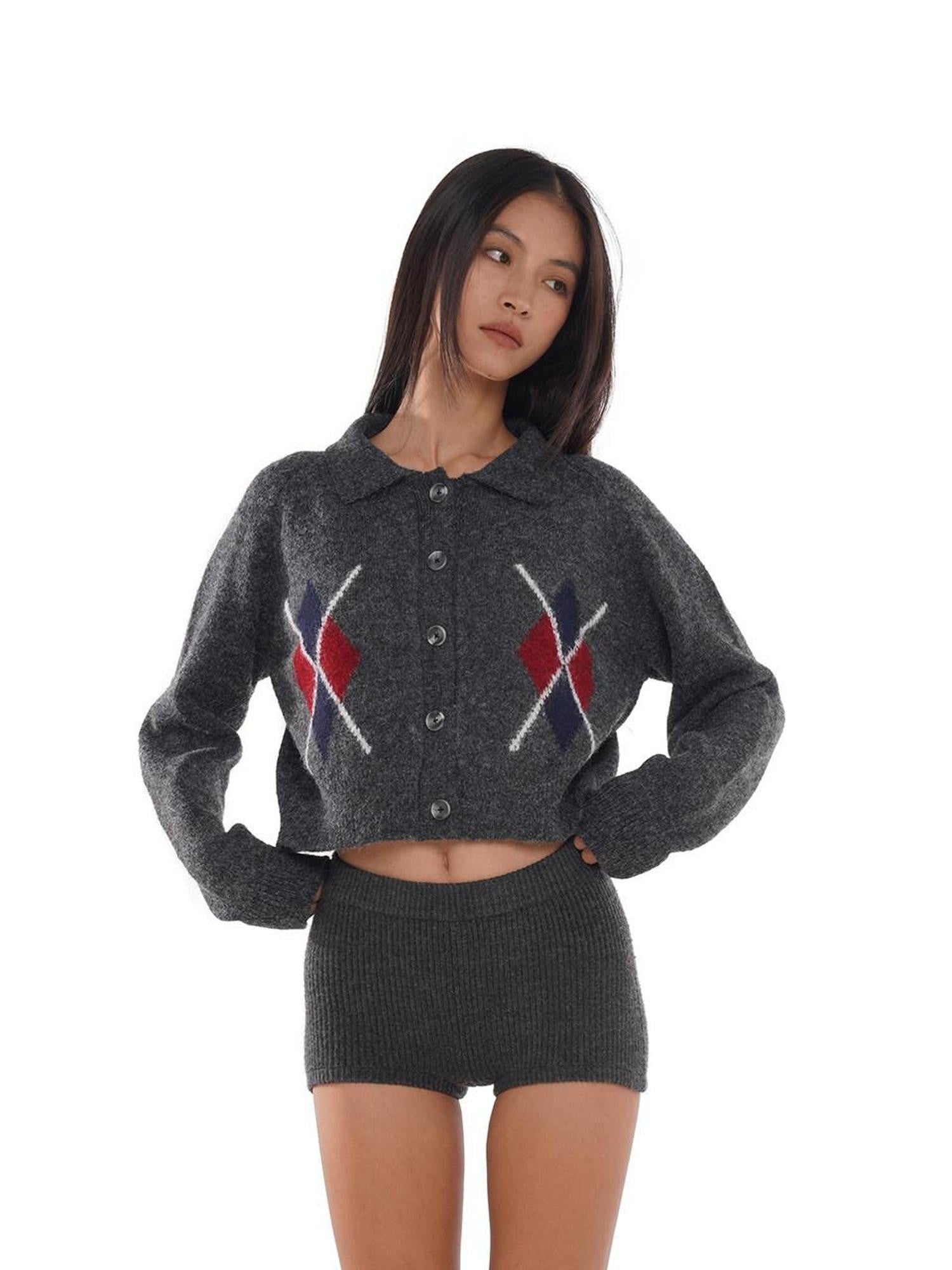 SweetChilling Grey Diamond Argyle Jacquard Women&